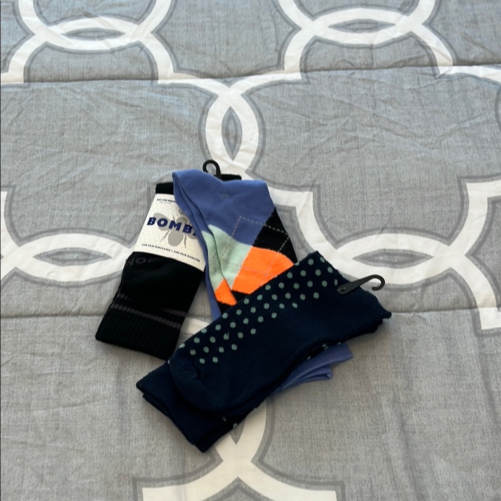 Bombas Black and Blue Casual Socks with Polka Dots